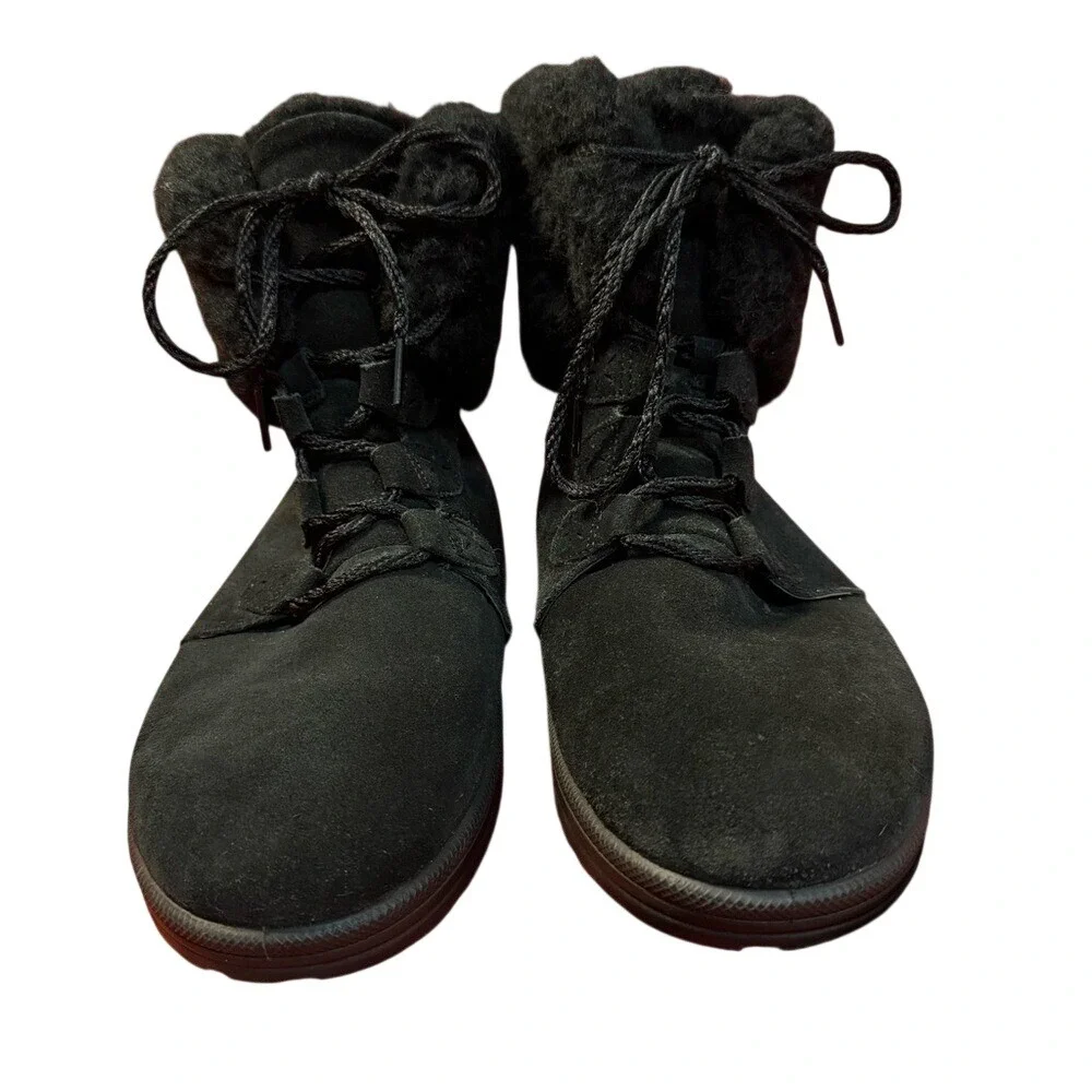 ABEO Imelda Black Suede and Shearling Ankle Boots, Women's Size‎ 10, EUC